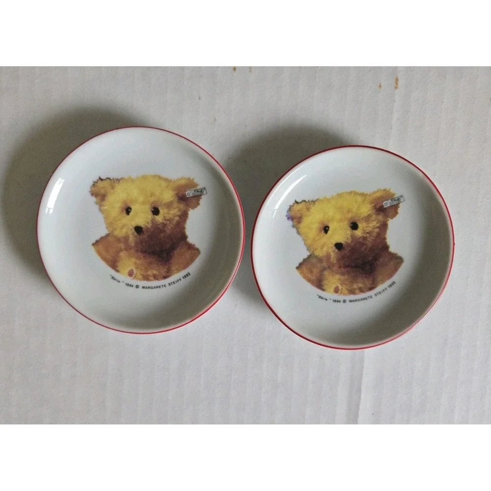 2 Vtg Steiff Bärle 1904 Miniature Porcelain Plates 1992 Reutter Porzellan 4